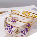 Bracelet Gourmette Fleur en Résine Transparente violet A