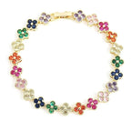 Colored Daisy Flower ID Bracelet Gold