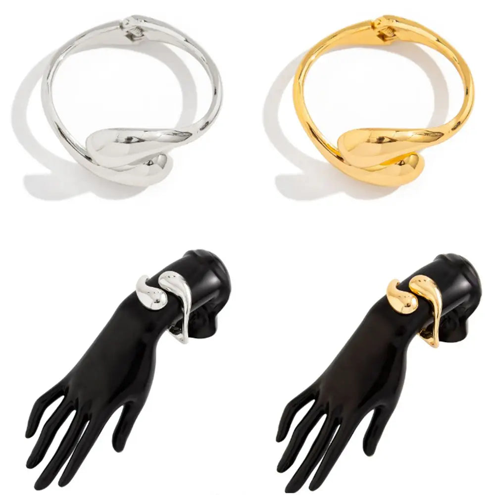 Asymmetric Large Water Drop ID Bracelet in Gold