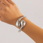 Asymmetric Large Water Drop ID Bracelet in Silver