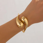 Asymmetric Large Water Drop ID Bracelet in Gold