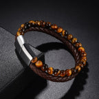 Pulsera de Identificación con Piedra Ojo de Tigre negra