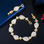 Pulsera Gota de Agua en Zirconio dorado