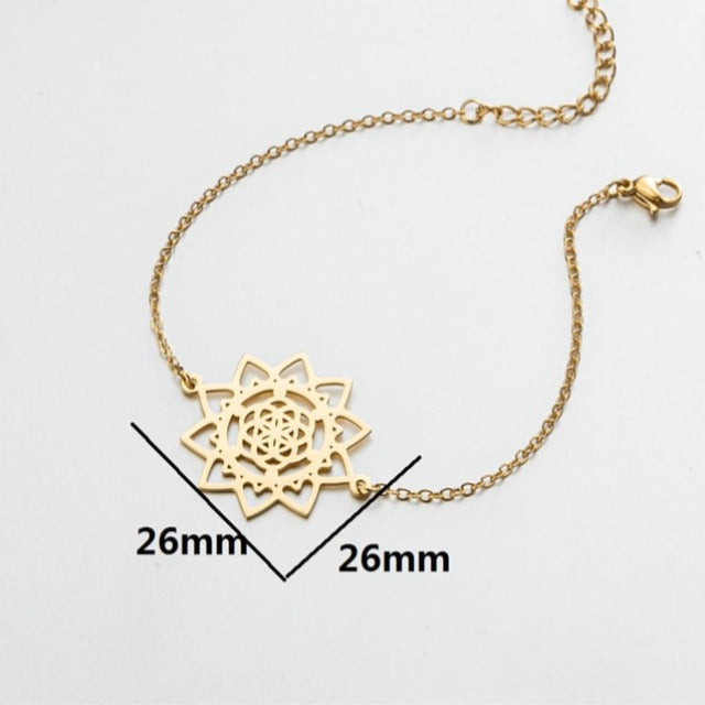 Dawapara Women's Mandala Flower of Life Chain Bracelet