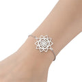 Dawapara Women's Mandala Flower of Life Chain Bracelet Silver