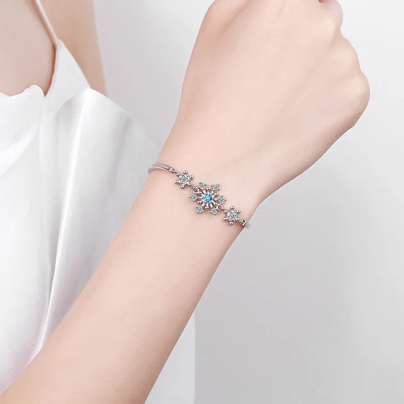 Pulsera Invierno Copo de Nieve Gourmette Mujer Plata