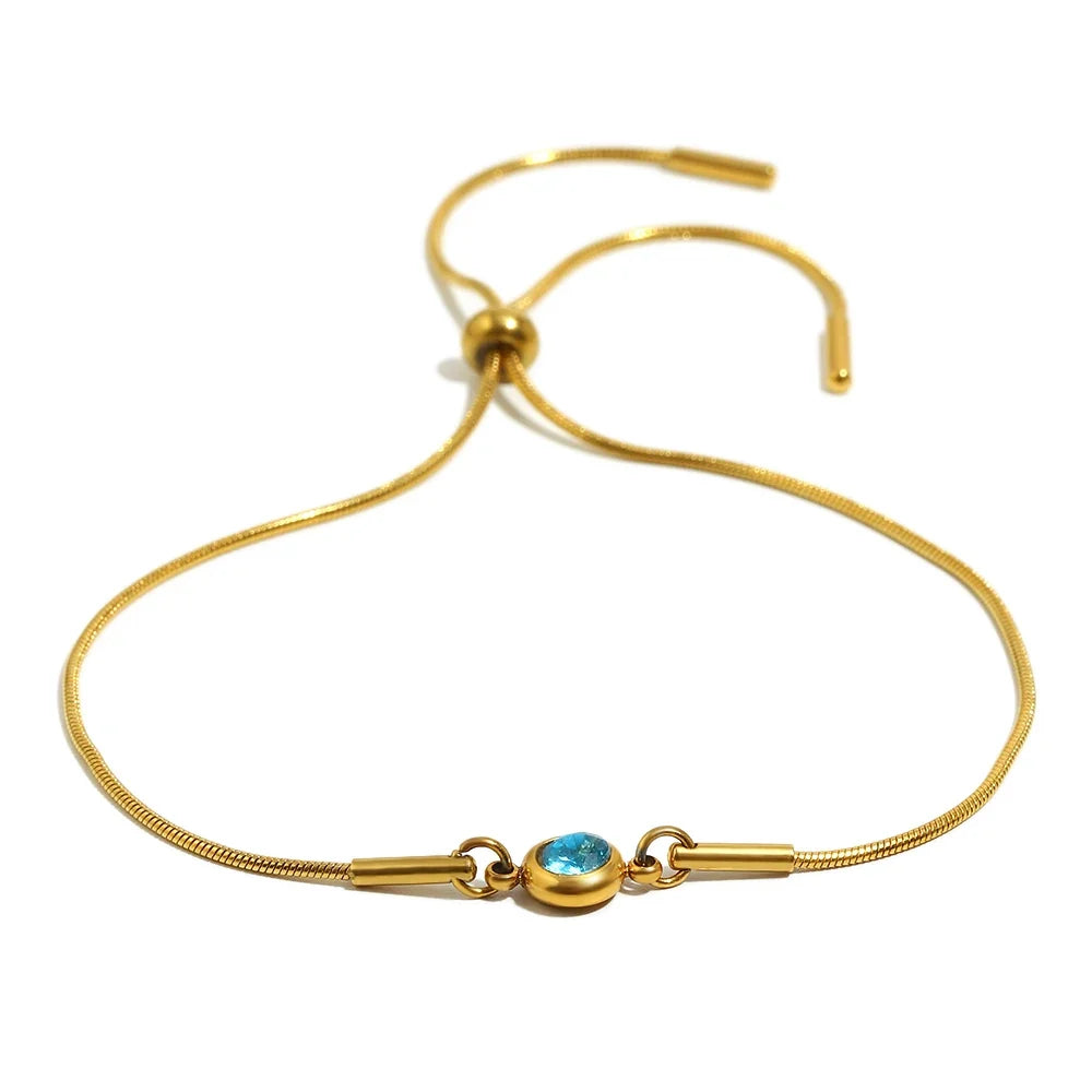 Birthstone bangle bracelet with colored stone