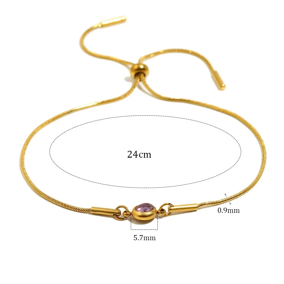Birthstone bangle bracelet with colored stone