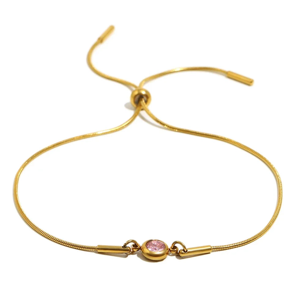 Birthstone bangle bracelet with colored stone