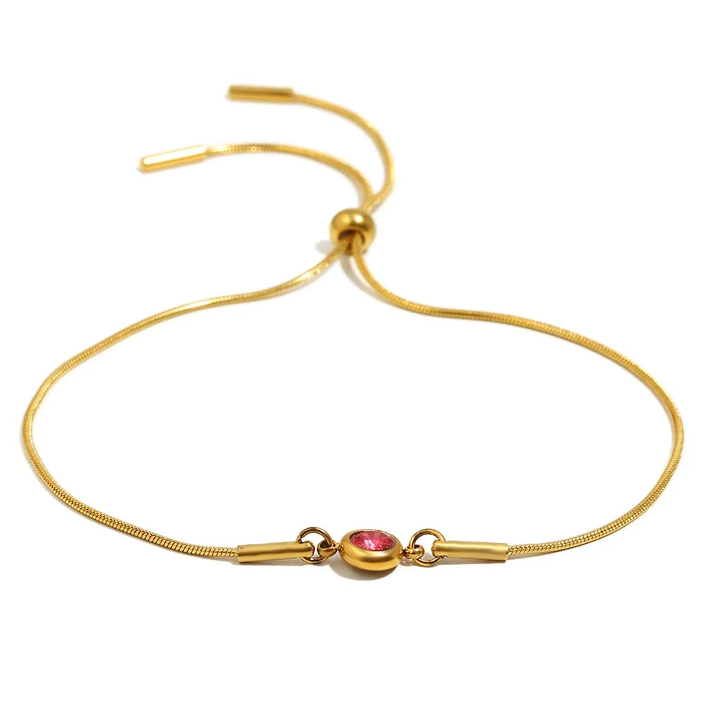Birthstone bangle bracelet with colored stone