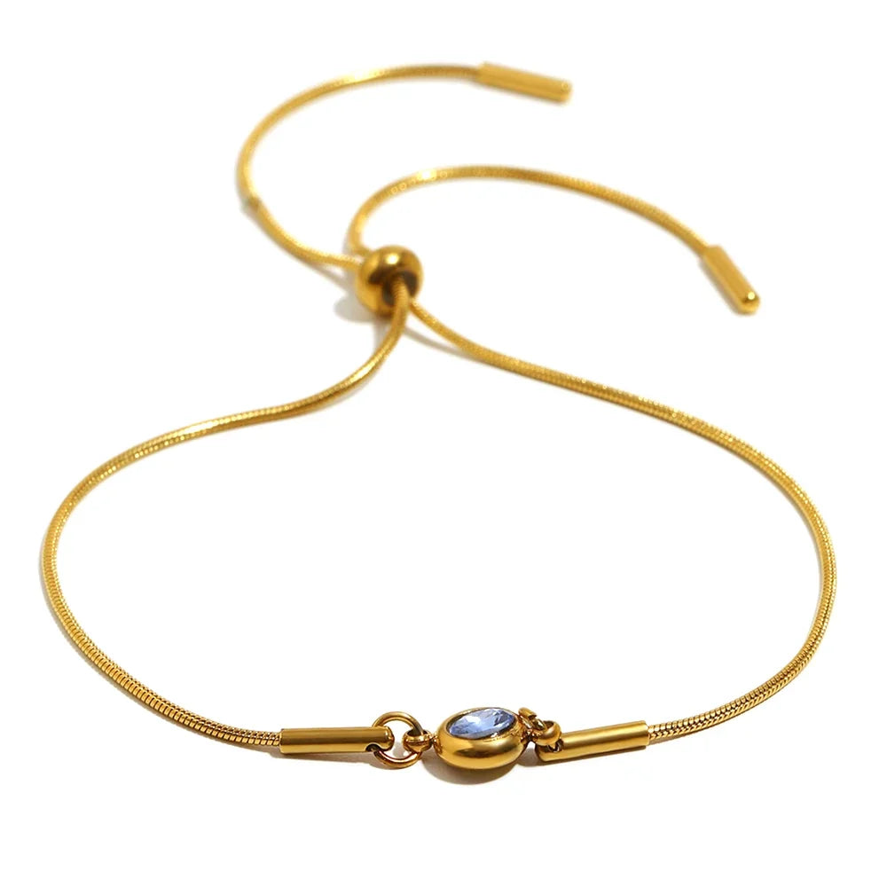 Birthstone bangle bracelet with colored stone