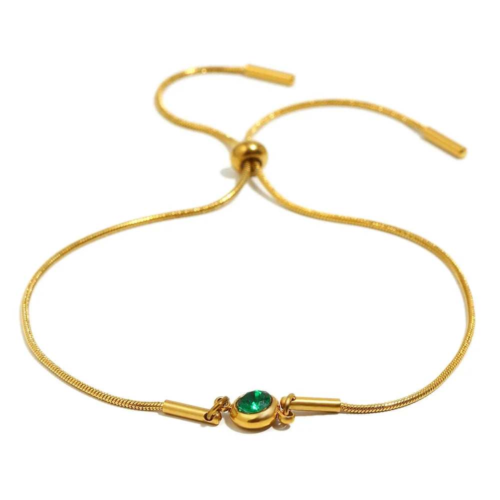 Birthstone bangle bracelet with colored stone