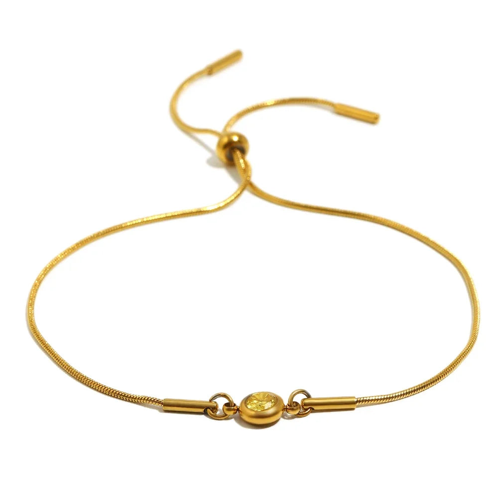 Birthstone bangle bracelet with colored stone
