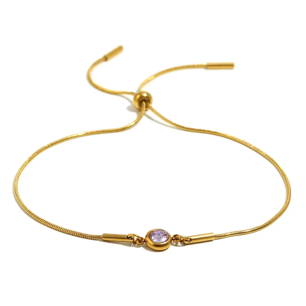 Birthstone bangle bracelet with colored stone