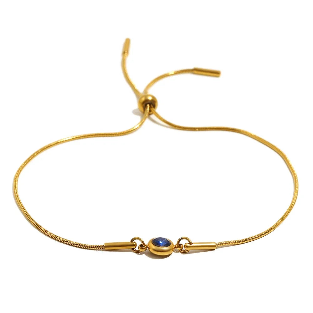 Birthstone bangle bracelet with colored stone