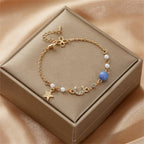 Moon and Star Women's Bracelet Blue Stars Chain