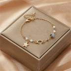 Moon and Star Women's Bracelet Gray Stars Chain