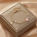 Moon and Star Women's Bracelet Pink Stars Chain