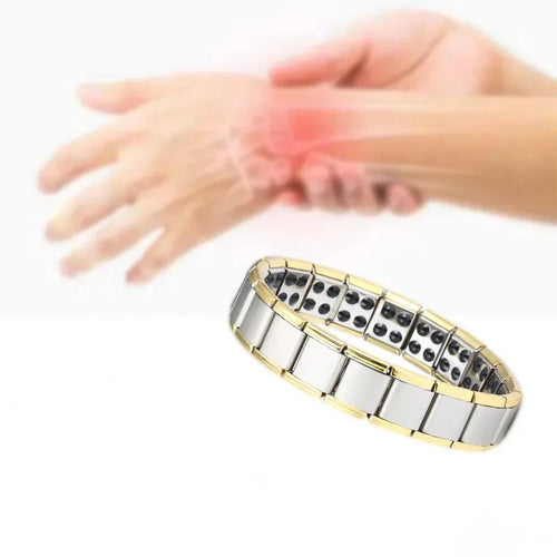 Men's Magnetic Anti-Stress Bracelet Gold and Silver