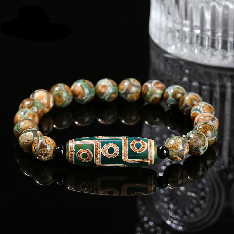 Buddhist Agate Stone ID Bracelet