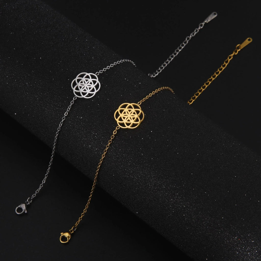 Women's Sacred Geometry Mandala Bracelet Gold