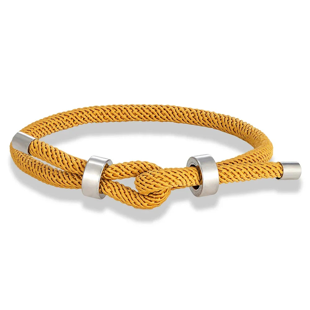 Modern braided cord bracelet with knot