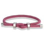 Bracelet moderne en corde tressée avec nœud rose