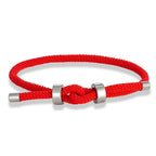 Bracelet moderne en corde tressée avec nœud rouge