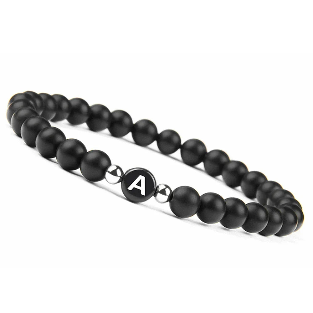 Black initial letter bracelet