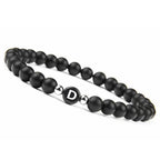 Bracelet noir initiale d