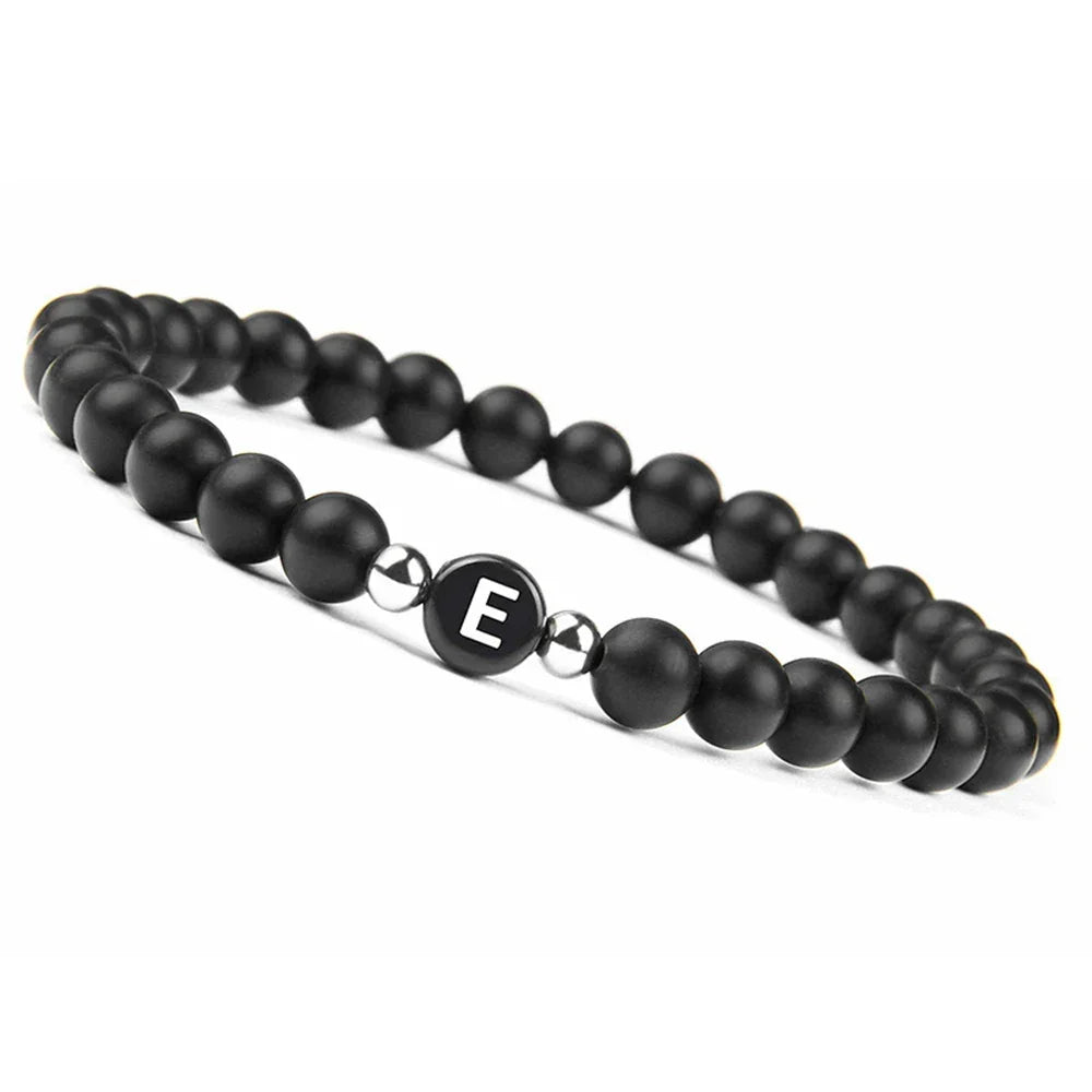 Black initial letter bracelet