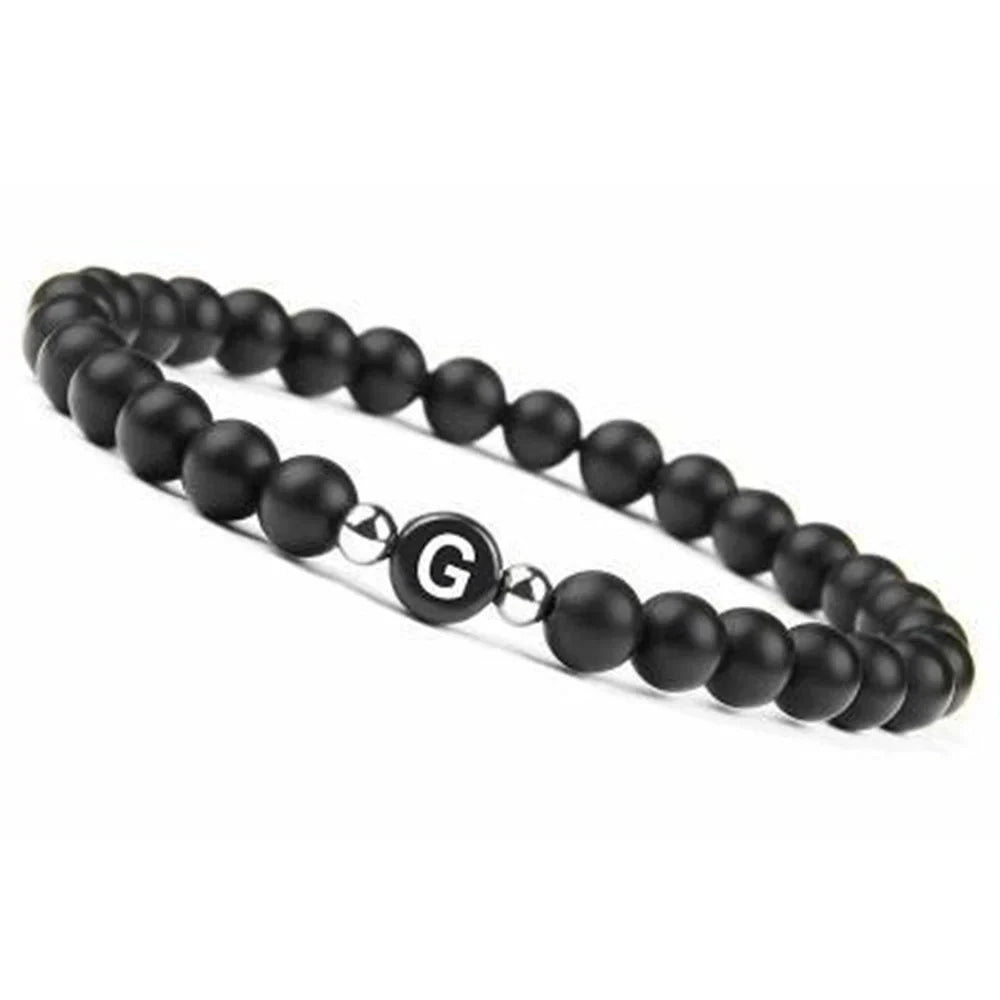 Black initial letter bracelet