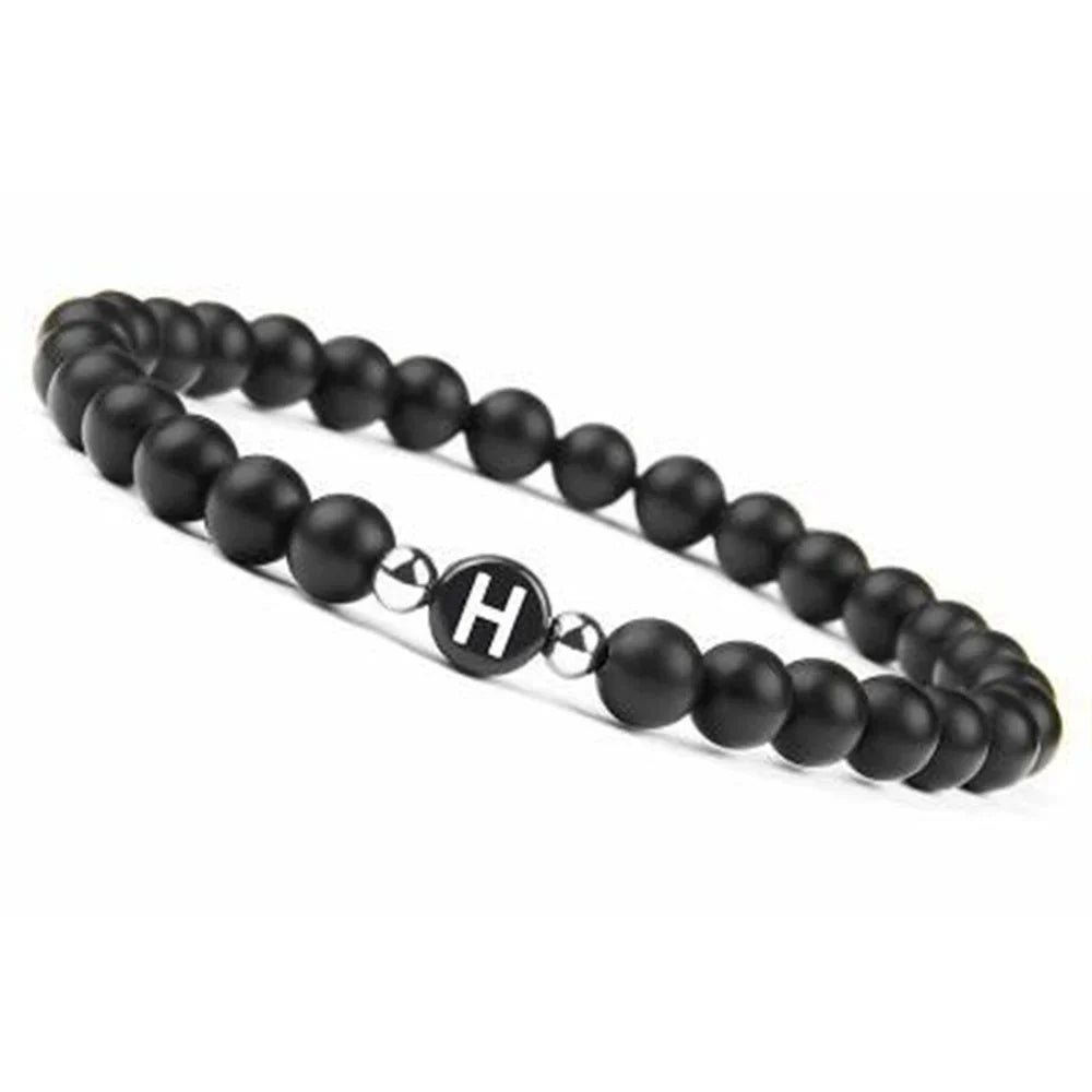 Black initial letter bracelet
