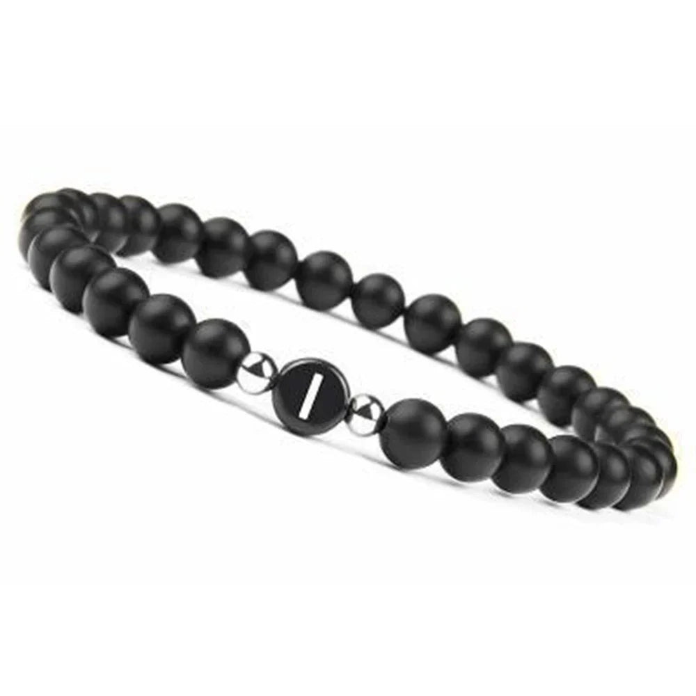 Black initial letter bracelet