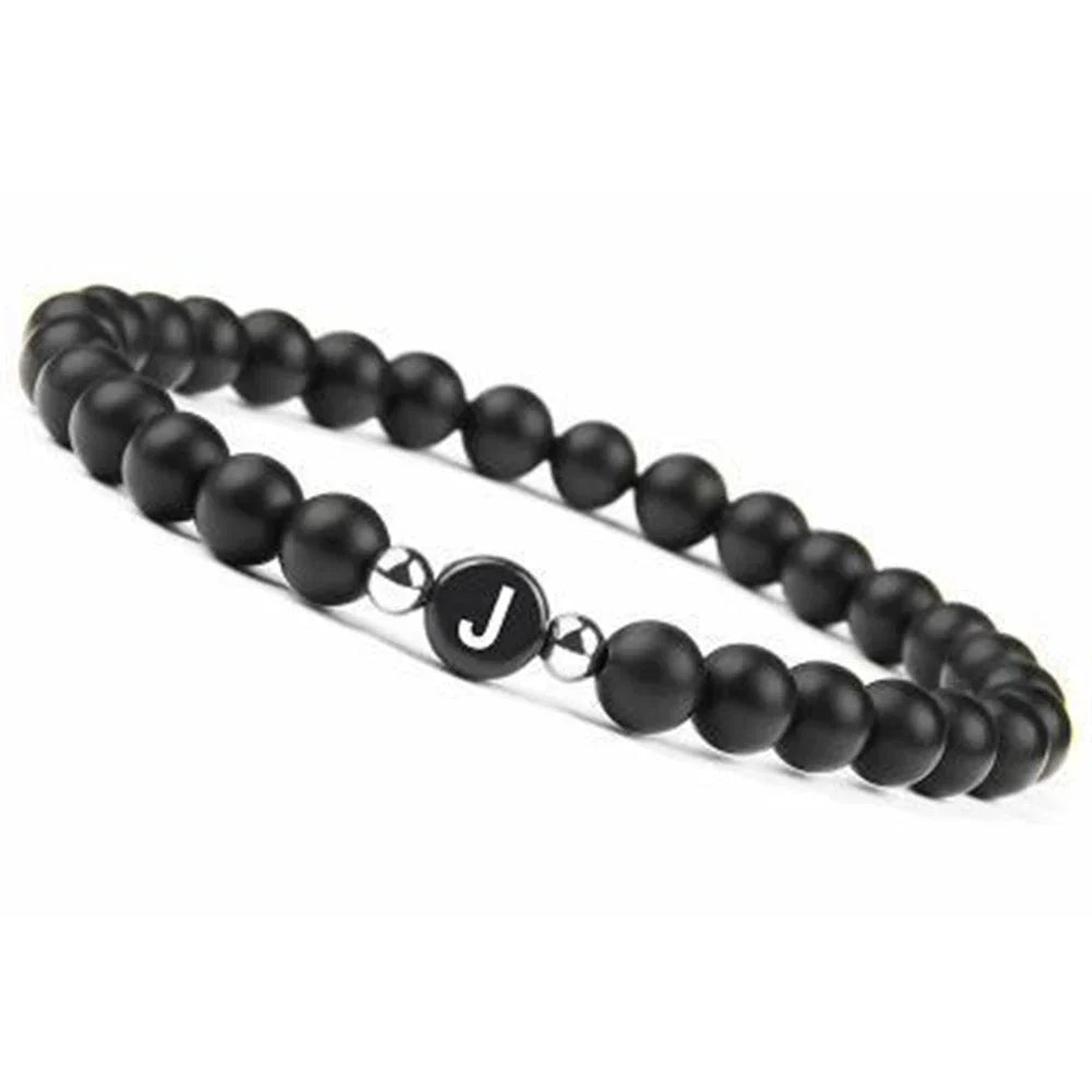 Black initial letter bracelet
