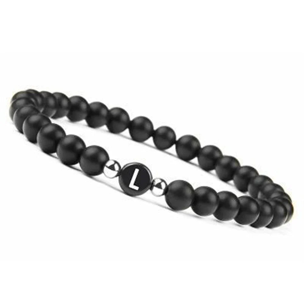 Black initial letter bracelet