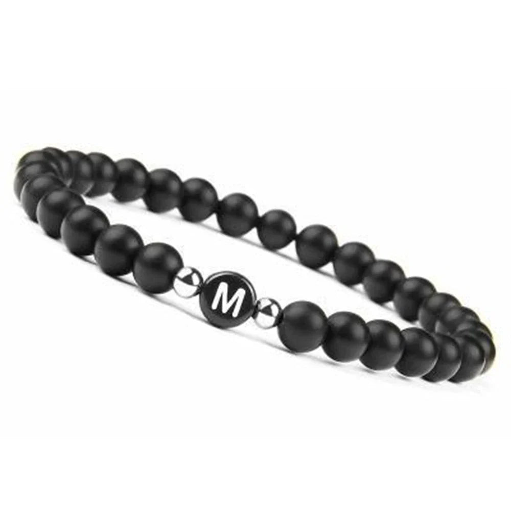 Black initial letter bracelet