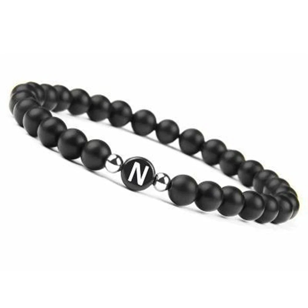 Black initial letter bracelet