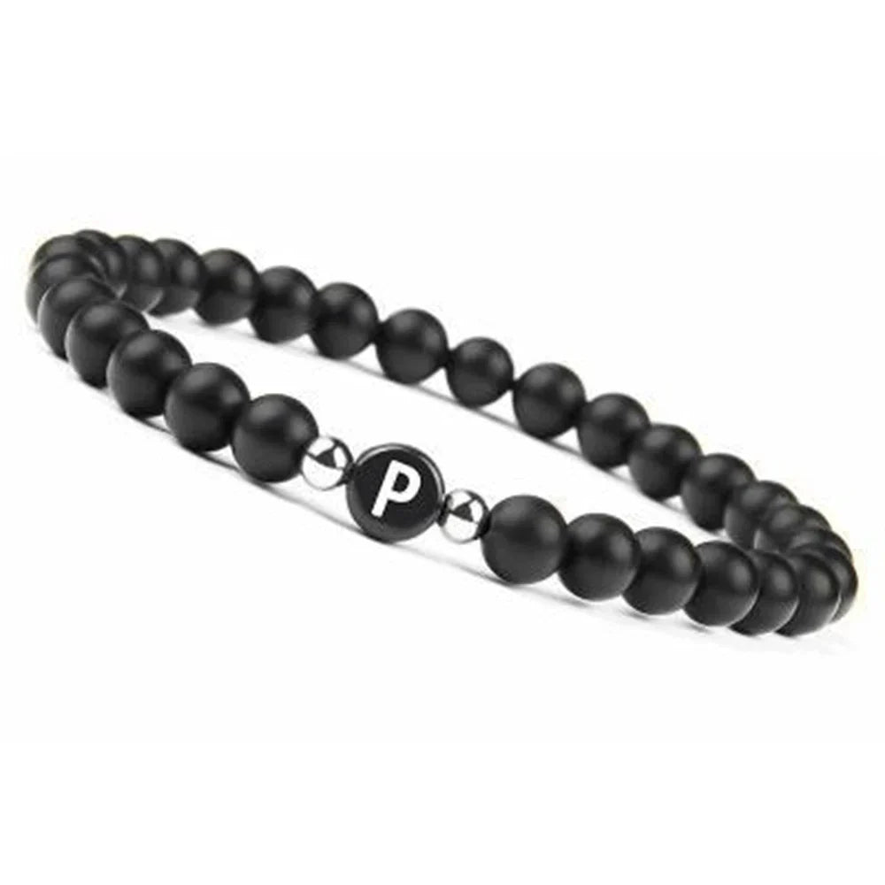 Black initial letter bracelet