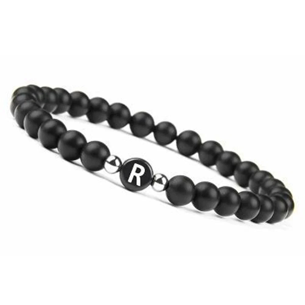 Black initial letter bracelet