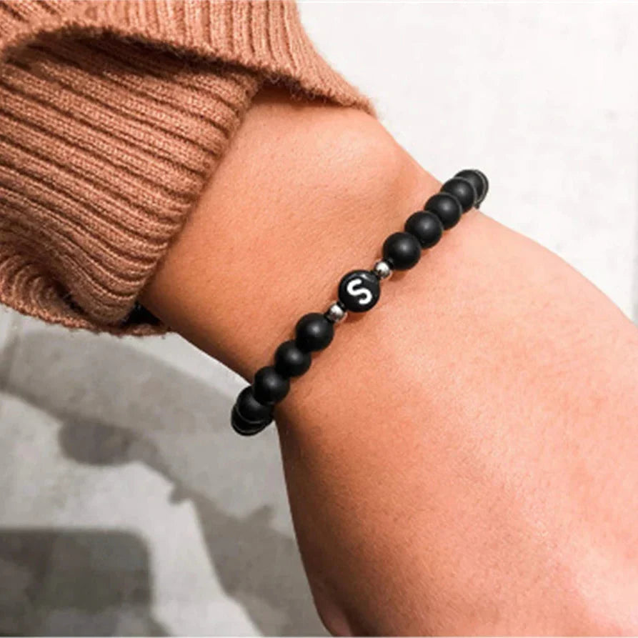 Black initial letter bracelet