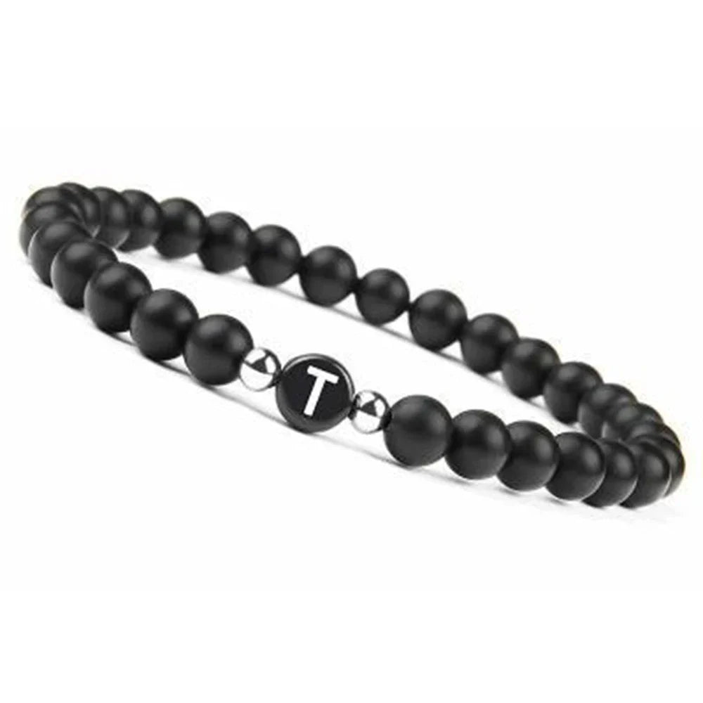 Black initial letter bracelet