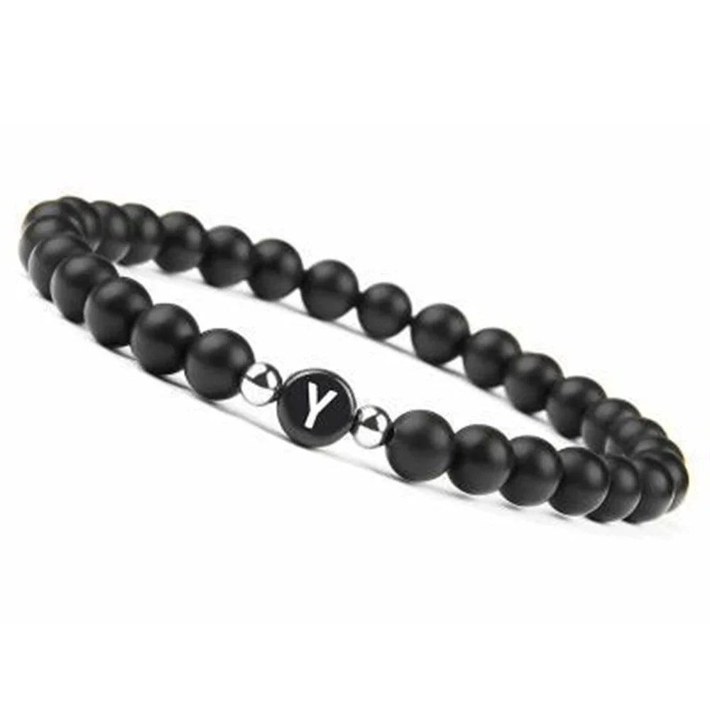 Black initial letter bracelet