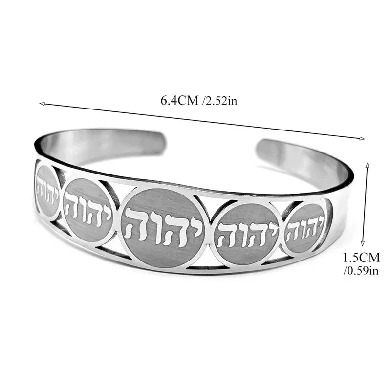 Bracelet ouvert avec lettres en hébreu juif 