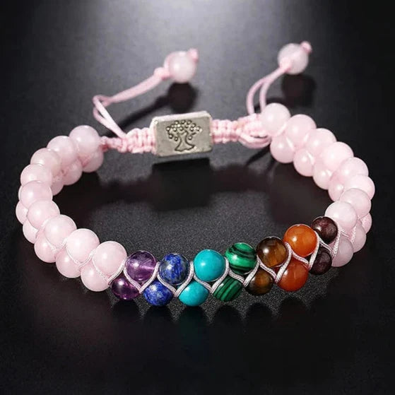 Pulsera de Piedra 7 Chakras Rosa