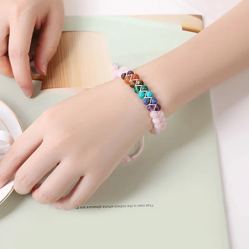 Rose 7 Chakra Stone Bracelet