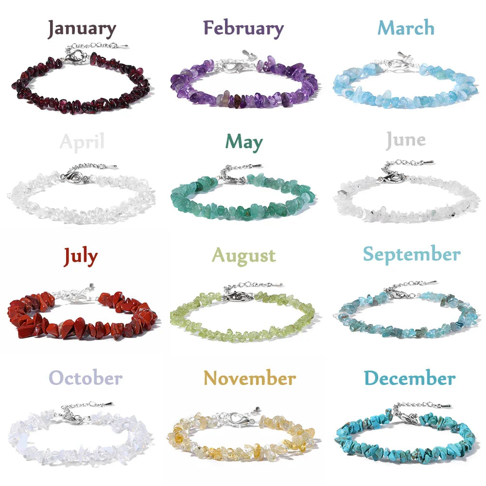 Men's Women's Birthstone Bracelet Natural Stone