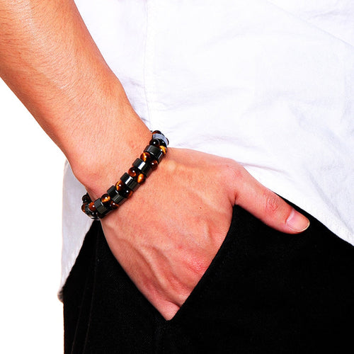 Tiger Eye Stone Men's Gourmet Chain Bracelet