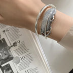 Bracelet plume argenté pour femme
