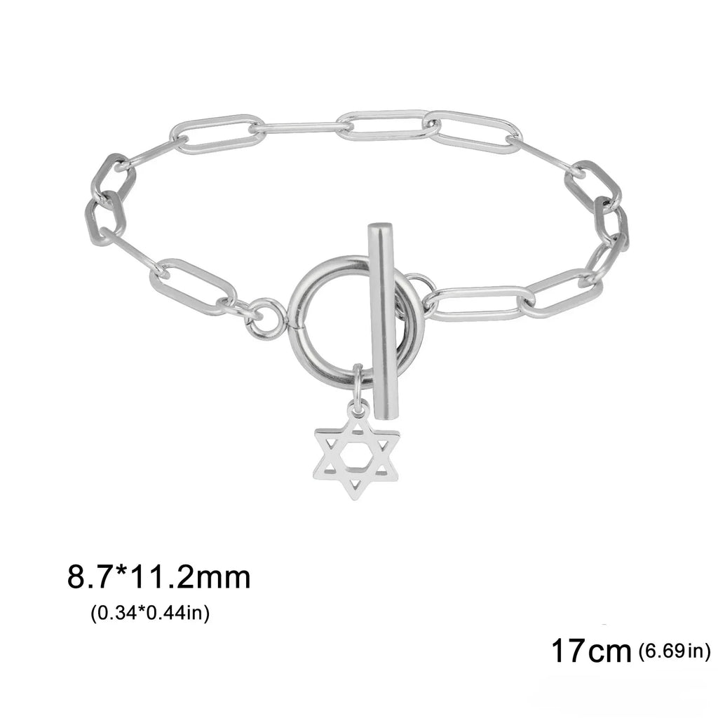 Bracelet pour femme avec pendentif de l'étoile de David symbole juif argent